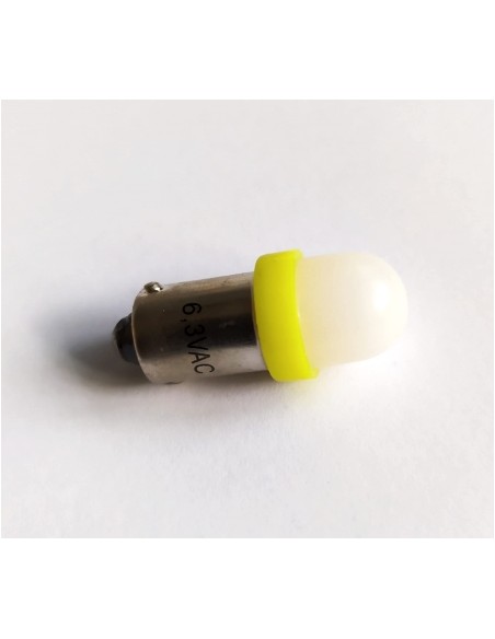 44 Yellow/Gialla Pinball LED PRO, 5630 2SMD BA9S , milky dome/satinata, AC/DC 6.3V, con dissipatore (NON GHOSTING)
